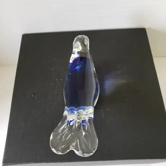 Murano Style Blue,Clear Art Glass Sitting Bird Paperweight . - Picture 3 of 8